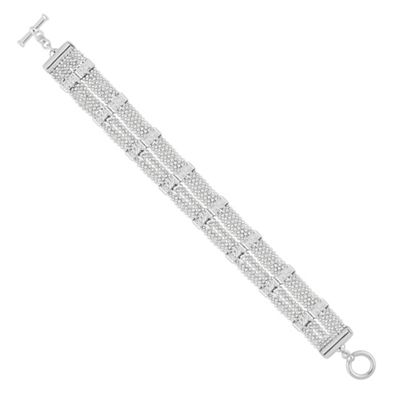 Silver multi row beaded bracelet